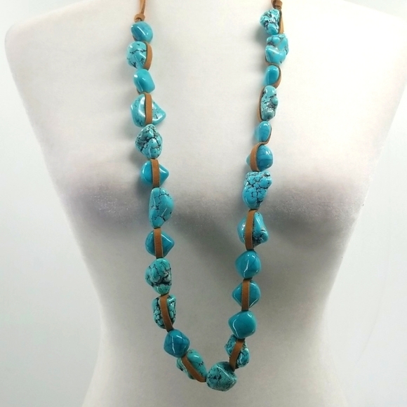 Chico's Southwestern Turquoise & Suede Necklace - Picture 6 of 7